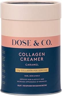 Dose & Co Caramel Collagen Creamer – 340g | VERISOL® Hydrolysed Collagen for Skin, Hair & Nails | 13g Protein per Serving | Smooth Coffee Creamer | Gluten Free, Non-GMO