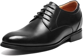 CHAMARIPA Men's Derby Shoes | 7.5cm (2.95") Hidden Inner Lift | Genuine Calfskin | Formal Business & Wedding Smart Shoes 11 UK Black