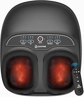 COMFIER Shiatsu Foot Massager with Heat,Feet Massager Machine for Plantar Fasciitis Neuropathy, Gifts for Him/Her, Remote Control,Pause Function,UP to Men Size 13, Foot Massage