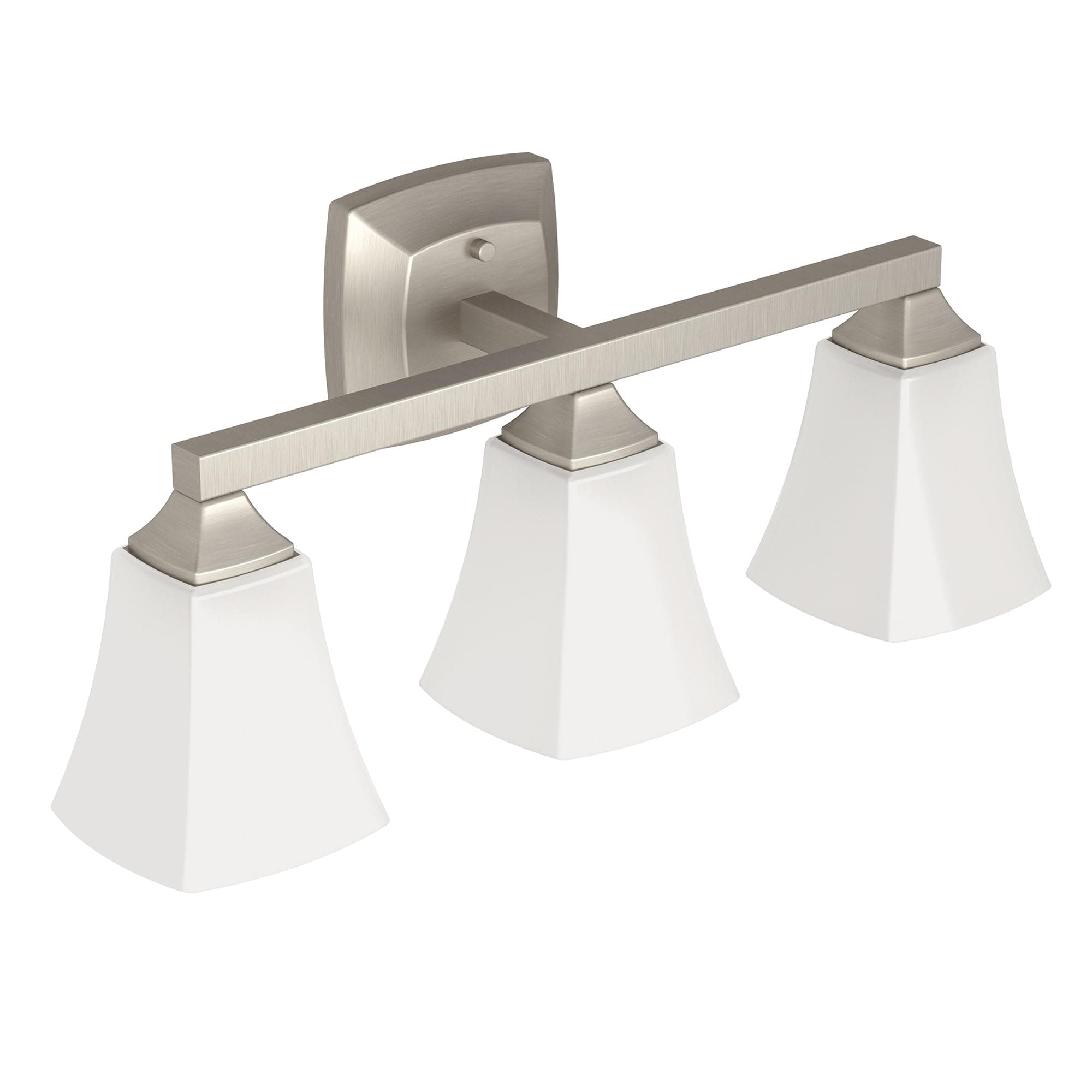 Voss Brushed Nickel 3-Light Dual-Mount Bathroom Vanity Fixture with Frosted Glass, Bath Lighting Above Sink, YB5163BN