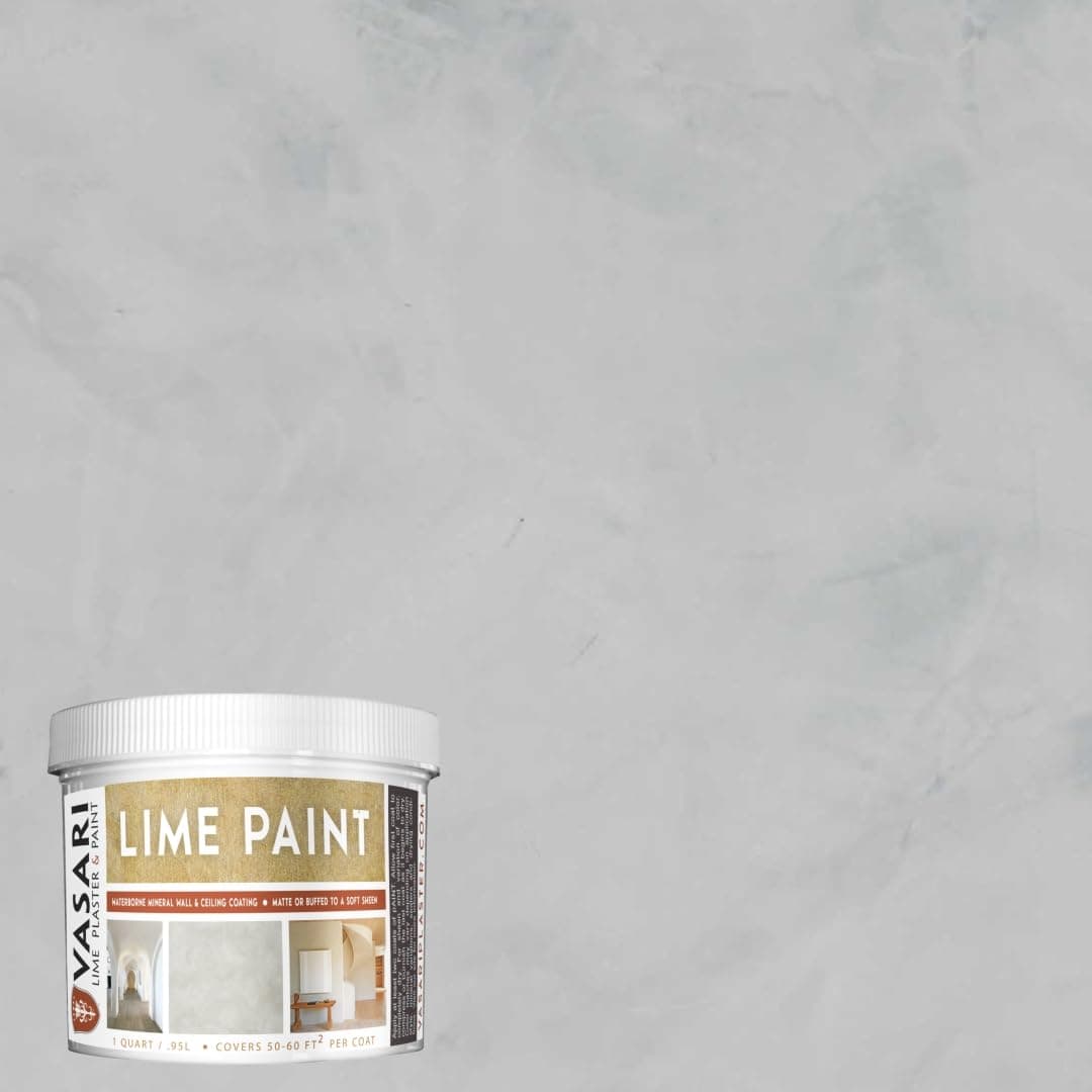 VASARI Lime Plaster & Paint | LIME PAINT | Made from Natural Lime and Powdered Marble | color: Cement Grey #21 | size: 1 Quart