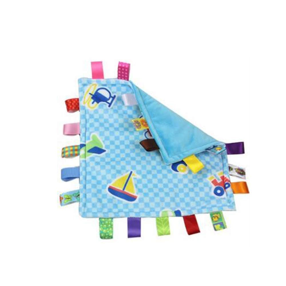 G-Tree Baby Boy Tag Security Blanket - Plush Cotton, Classic Security Comforter, Soft Velvet & Satin Tags, 10.43 x 10.43 inches, Multicolor
