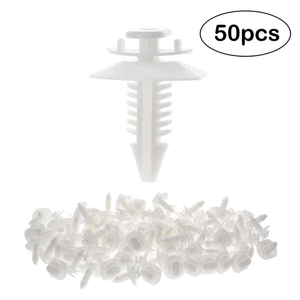 Nylon Fender Door Trim Panel Bumper Shield Retainer Fastener Rivet Push-Type Clips for 8mm Hole GM # 15545202 Trucks Chevrolet Chevy GMC Pickup Auto Body - 50pcs