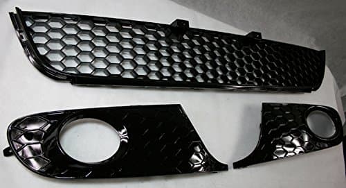 Piano Black Front Honeycomb Grilles Kit For 2010-2013 VW Golf 2.5, TDI MK6 w/Fog light.
