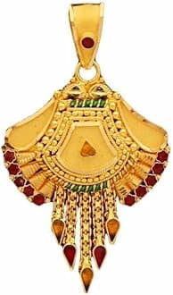 22K/18K Real Certified Fine Yellow Gold Carved Mangalsutra Pendant