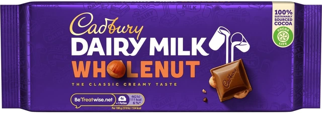 Cadbury Dairy Milk Whole Nut Bar, Whole Hazelnuts Covered in Creamy Milk Chocolate, 180 g Bar (Pack of 1)