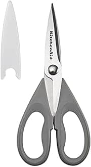 All Purpose Kitchen Shears with Protective Sheath Durable Stainless Steel Scissors, Dishwasher Safe, Soft Grip Comfort Handle, 8.72 Inch, Gray