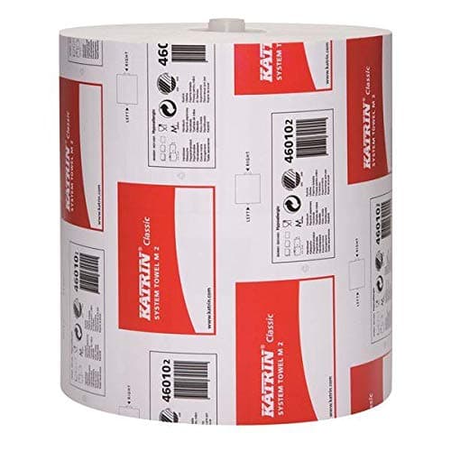 Katrin Classic System Towel M2 (Item No: 460102) 2-Ply Towel Roll White with Adaptor for Katrin Towel Roll Dispenser Metsä Tissue Pack of 6