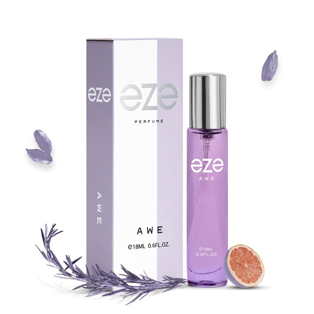 Eze Perfume Awe Eau De Parfum For Women - 18ml | Long-Lasting Luxury Perfume | Fruity Grapefruit, Rosemary & Cardamom | Floral Ylang & Tuberose | Woody Leather, Cedar & Vetiver Base
