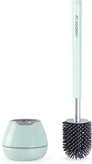 BOOMJOYToilet Brush and Holder Set, Silicone Toilet Bowl Cleaner Brush, Toilet Scrubber Brush with Tweezers for Bathroom Cleaning, RV Accessories and House Organization Must-Haves - Green/Aqua