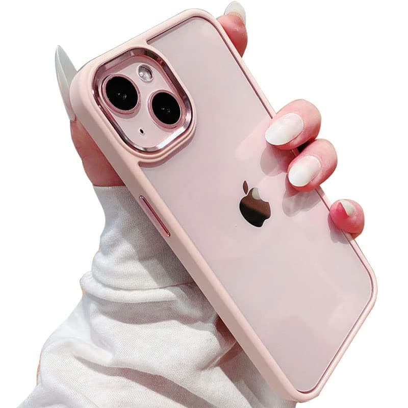mobistyle Hybrid PC+TPU Soft Grip, Enhanced Metal Camera Guard Back Cover Case Compatible for iPhone 13 & iPhone 14 (Pink)