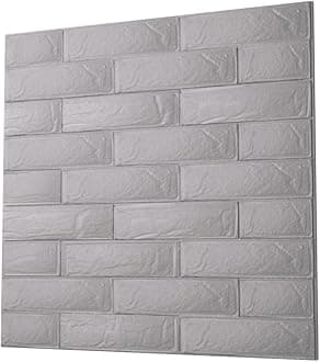 Anigma 3D PVC Wall Panels, 5 Different Shapes, White/Black, Easy Installation, 12 Panel Pack, 500x500mm Each Panel (Bricks/White)
