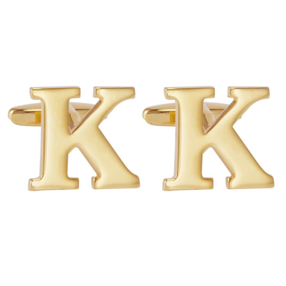 Men's Gold Alphabet Cufflinks 1 Pair with Gift Box