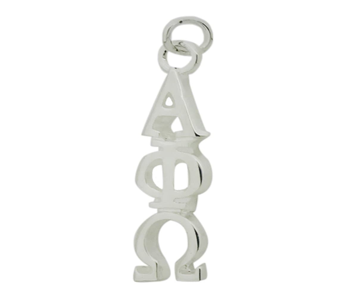 Vertical Alpha Phi Omega Greek Sorority Lavalier Drop Charm Pendant Silver Plated