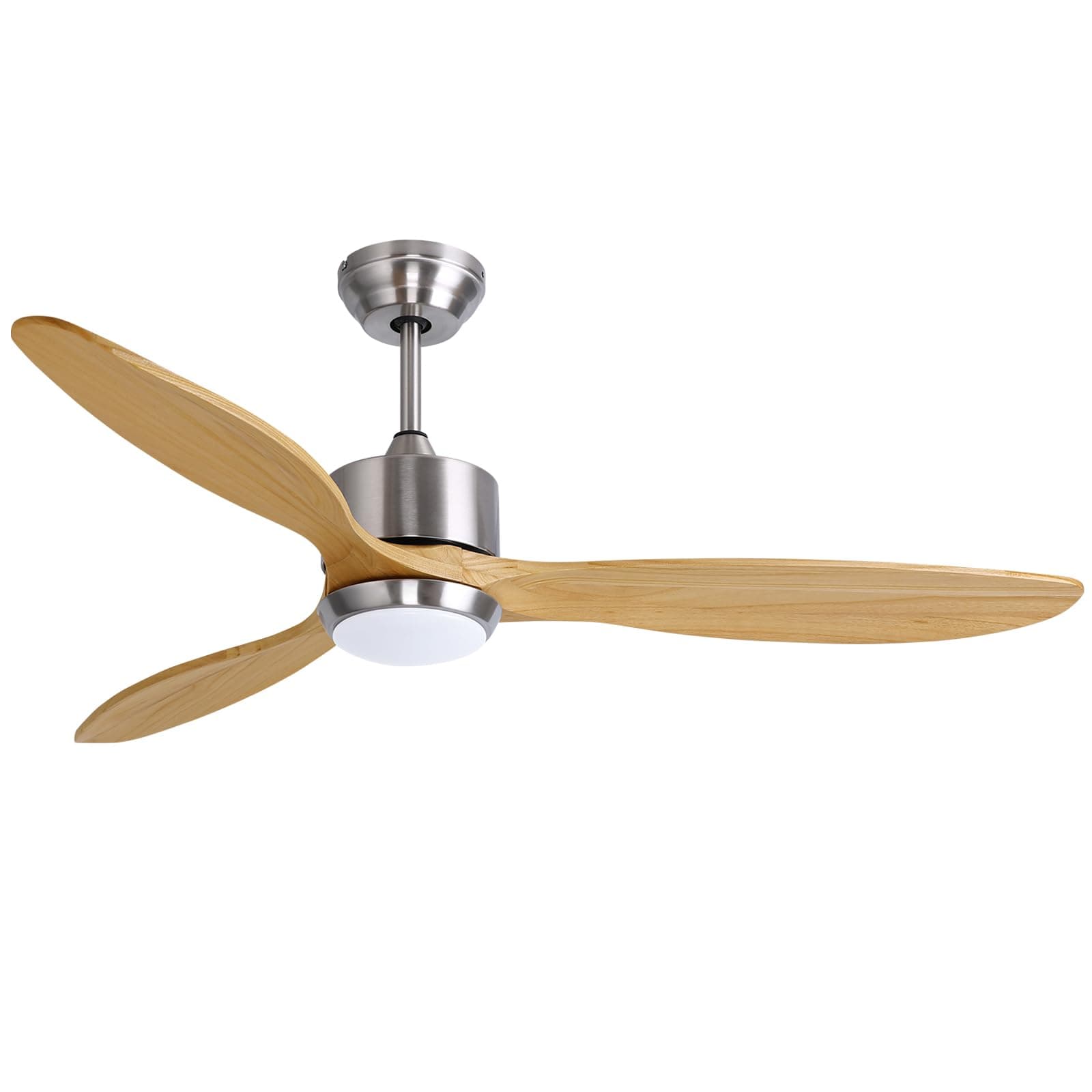 – 60 Inch Indoor Outdoor Solid Wood Ceiling Fan with Light and Remote, 6 Speed Quiet DC Motor 3 Blade Propeller Smart Ceiling Fans