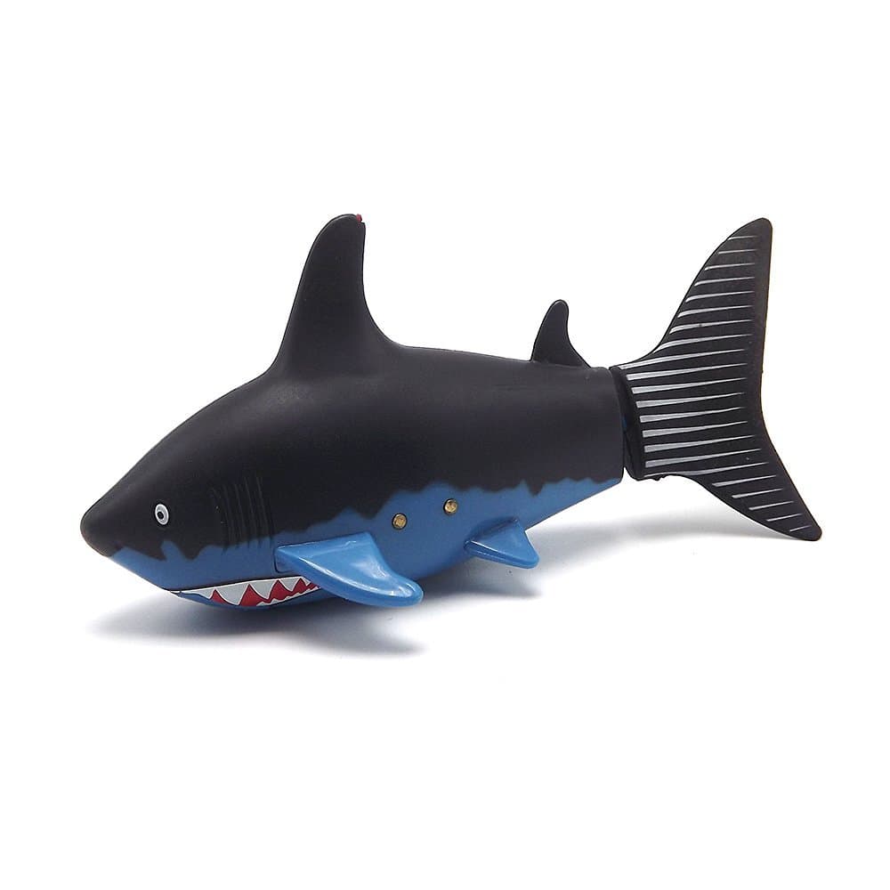 eMart Mini Remote Control Toy Electric RC Fish Boat Shark Swim in Water for Kids Gift - Black