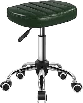 BFTOU Minimalist Square Swivel Stool with Wheel Perfect for Work SPA Shop Massage Height-Adjustable and Cost-Effective Rolling Stool Chair (Green)
