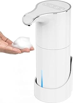 YIKHOM Automatic Foaming Soap Dispenser, Digital Display Wall Mounted 7 Adjustable Volume Control, Touchless Hands Free Auto Dispenser for Kitchen, Bathroom,15.3 oz/450mL