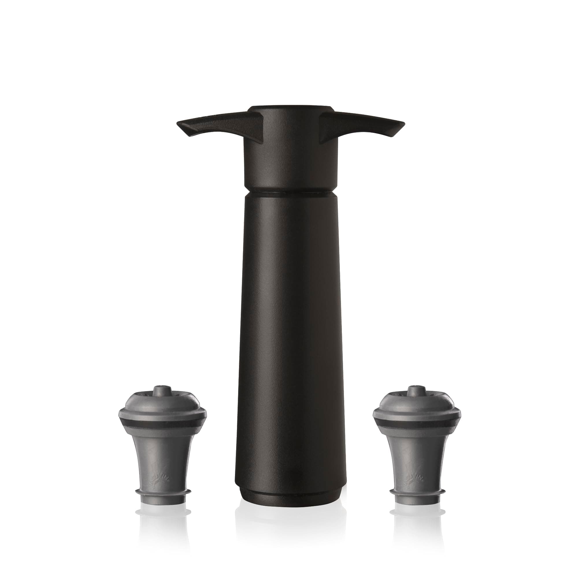 Vacu Vin Wine Saver Pump with 2 x Vacuum Bottle Stoppers - Black 3w x 5h 09814606