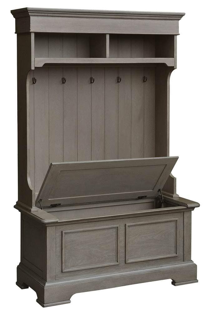 Pulaski DS-D153-805-K1 Weathered Grey, 39" L x 18" D x 64" H Storage Bench Hall Tree