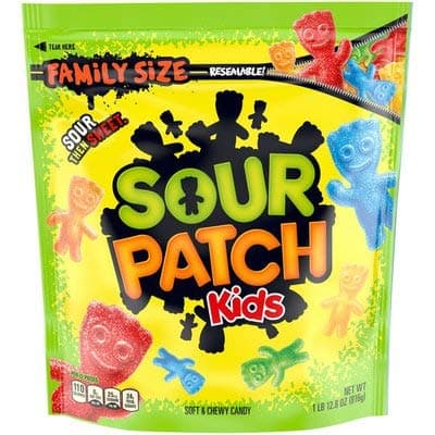 SOUR PATCH KIDS Soft & Chewy Candy, 1.8 Pounds Family Size Resealable Bag