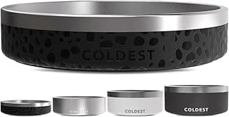 Coldest Dog Bowl - Anti Rust Metal & Non Slip Dog Bowls Large, Spill Proof Heavy Duty 3 Layers Insulated Dog Bowl - Food and Water Bowl for Dogs, Cats & Pets, Dishwasher Safe (21 oz, Black Leopard)