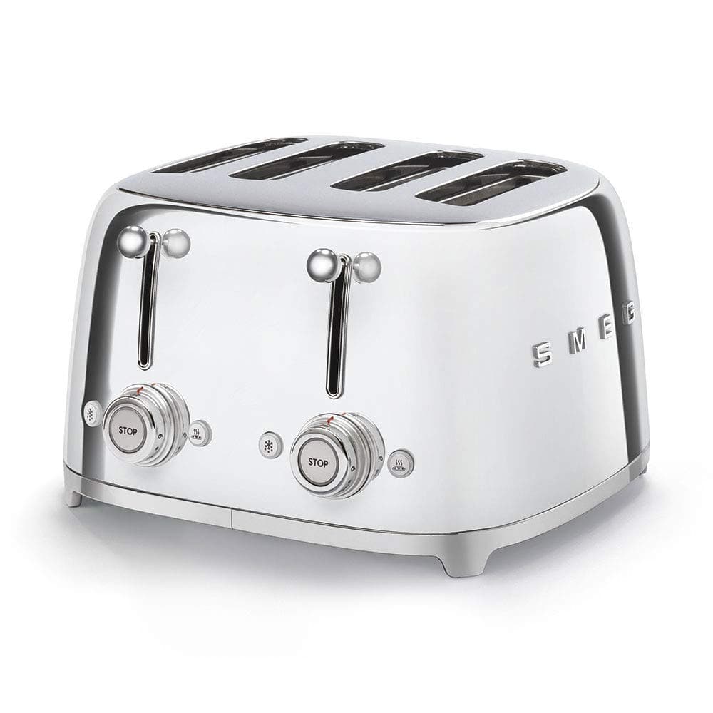 Smeg TSF03SSUK 4 Slice Toaster, Extra Wide Slots, 3 pre set programmes, Polished Stainless Steel