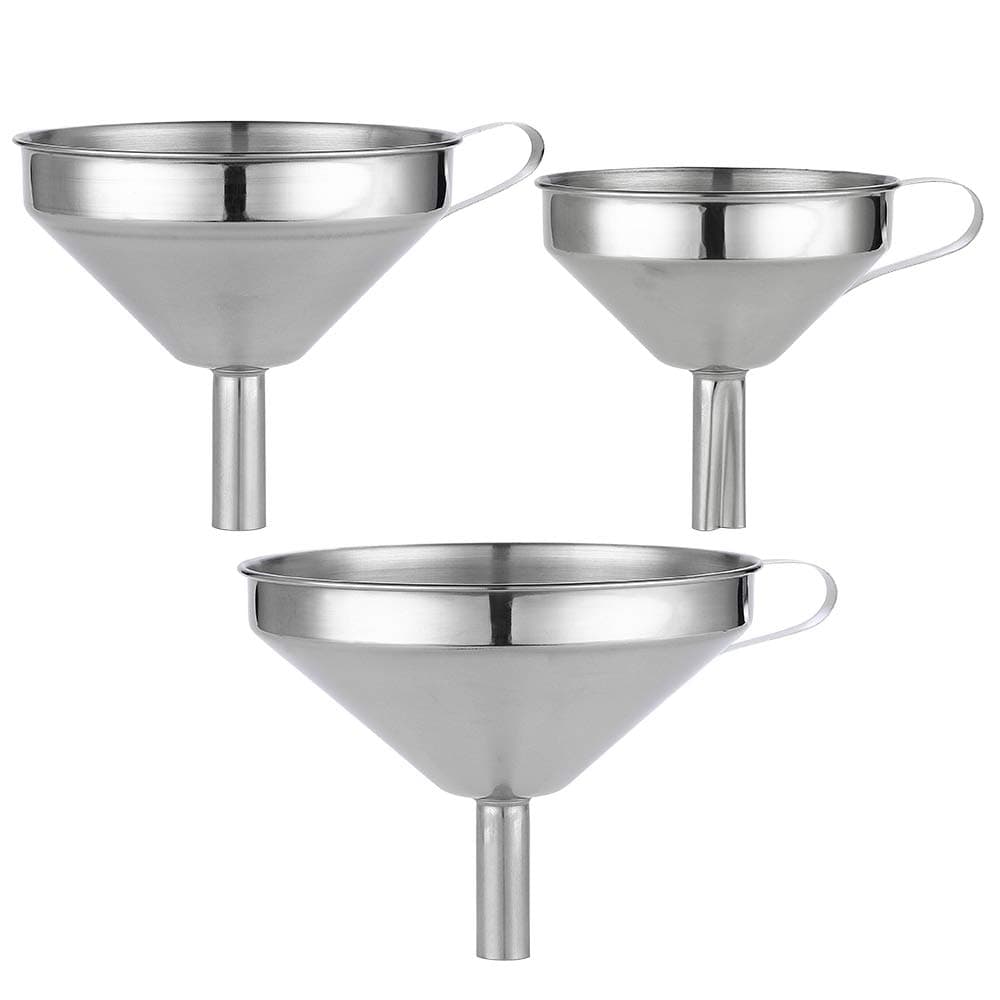 JXS 3 Pack Stainless Steel Funnels, Silver Kitchen Funnels, Easy to Clean Small Funnel