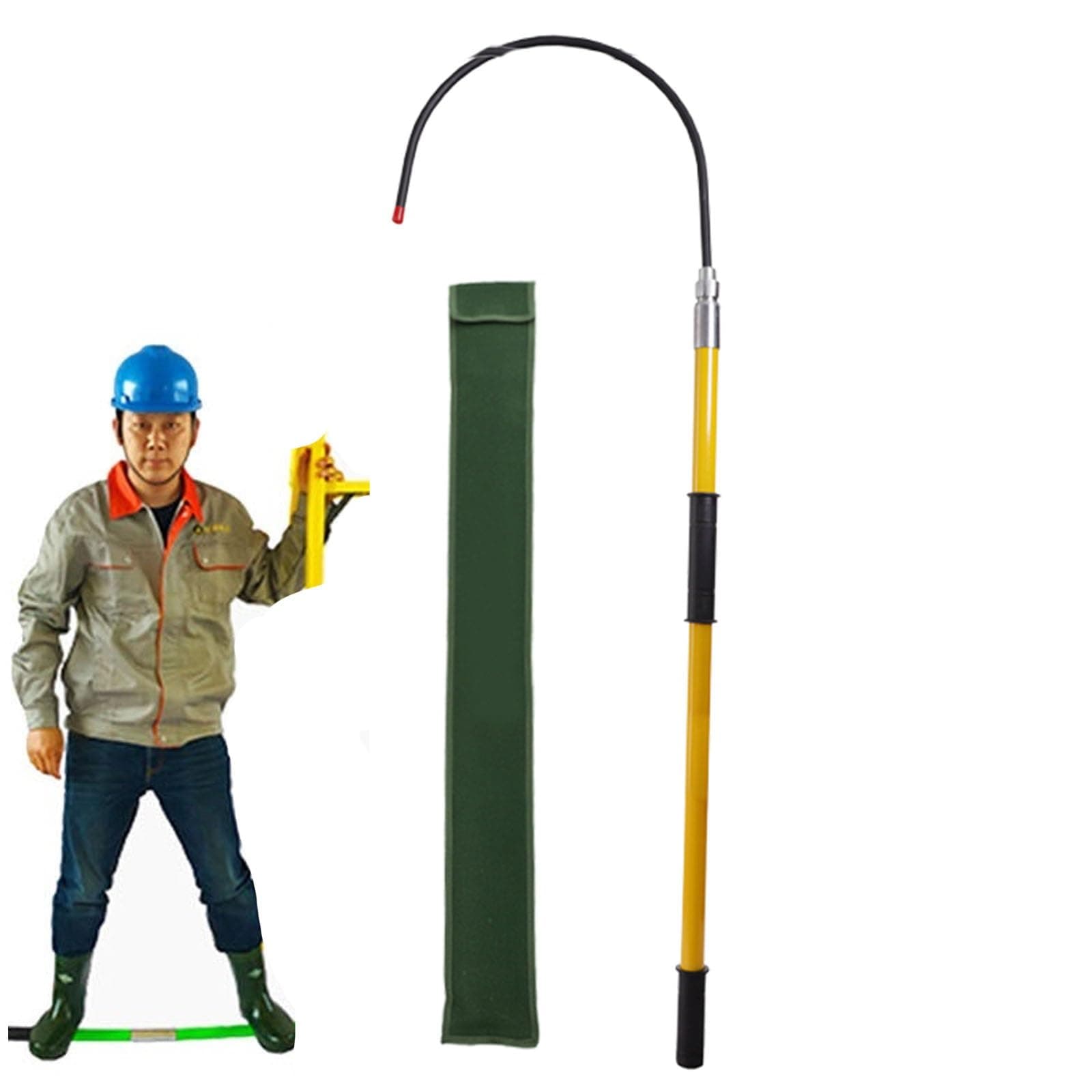 Rescue Hook Hot Stick 220 Lbs, Electrical Safety Rescue Hook for New Energy Vehicle Repairs, High Voltage Emergency Protective Equipment Tool - 3 Feet 5ft 6 Ft 10 Foot(Yellow,6.6ft/2m)