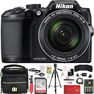 Nikon 26508 COOLPIX B500 16MP 40x Optical Zoom Digital Camera Red Bundle with 32GB Memory Card, Camera Bag, 50 Inch Tripod 4X Rechargeable AA Batteries with Charger and HDMI Cable