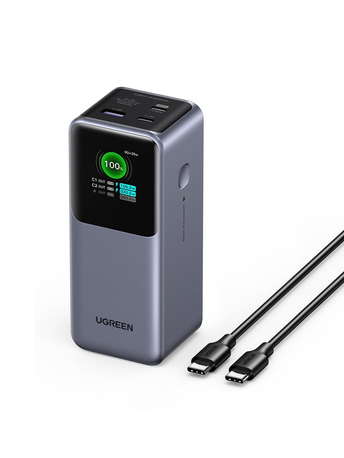 UGREEN Nexode Power Bank 20000mAh 130W PD Fast Charging, 2 USB-C and 1 USB-A Portable Charger, Smart Digital Display Battery Pack for MacBook, iPad, Laptop, iPhone 17/16/15, Galaxy S25U, etc