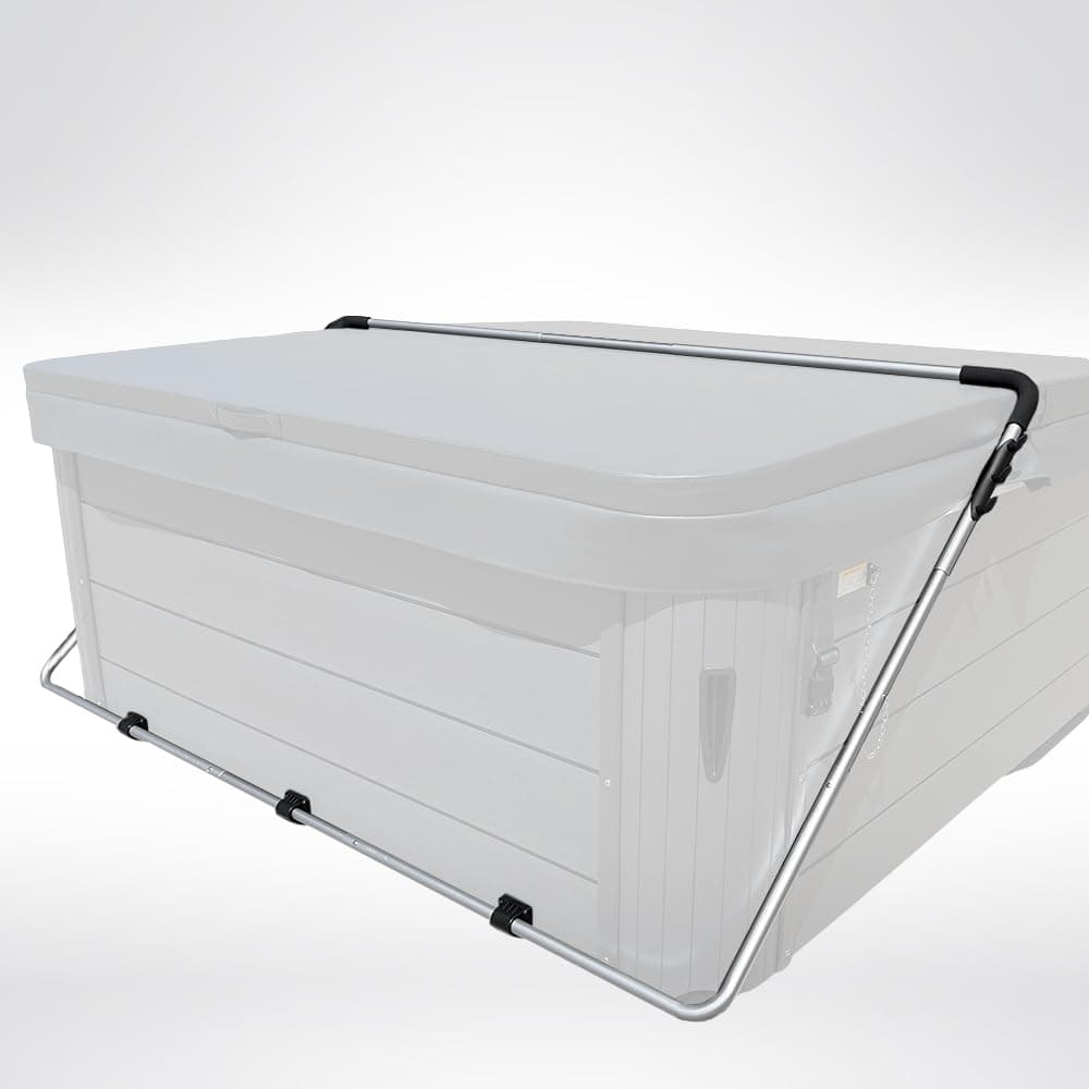 Puri Tech Fold Spa & Hot Tub Cover Lift System Silver Bottom or Deck Mount with Mounting Brackets Powder Coated Aluminum Fits Most Spas & Hot Tubs