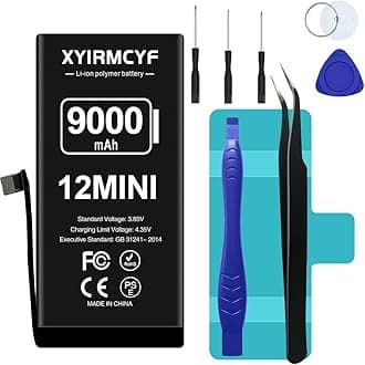 9000mAh Super Capacity Battery Compatible with iPhone 12 Mini, 0 Cycle Li-Polymer Replacement Battery for iPhone 12 Mini with Professional Repair Tool Kit