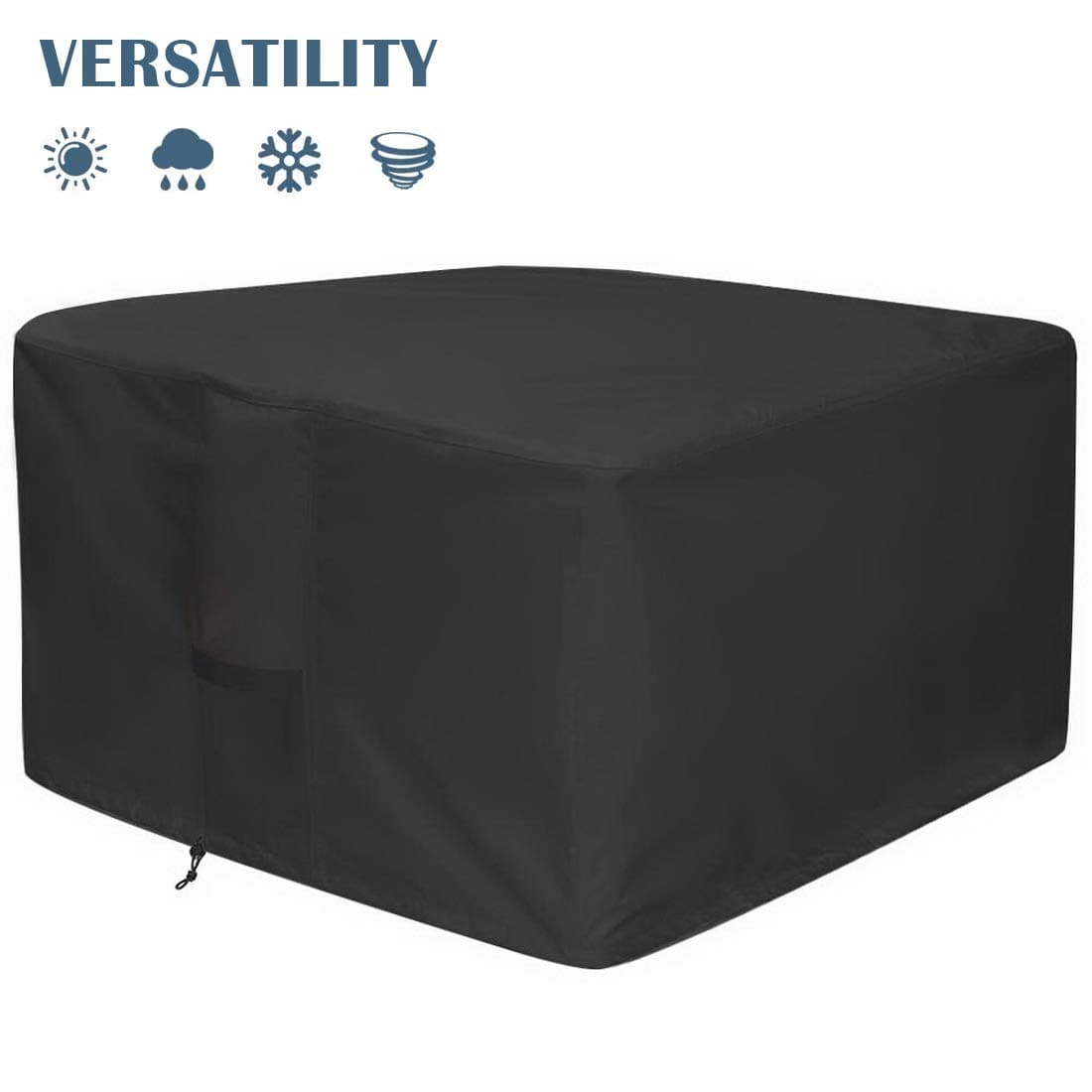 Manooby Fire Pit Cover Waterproof Anti-UV Heavy Duty Square 600D Oxford Fabric Outdoor Garden Patio Heater Cover 36 * 36 * 24 inch