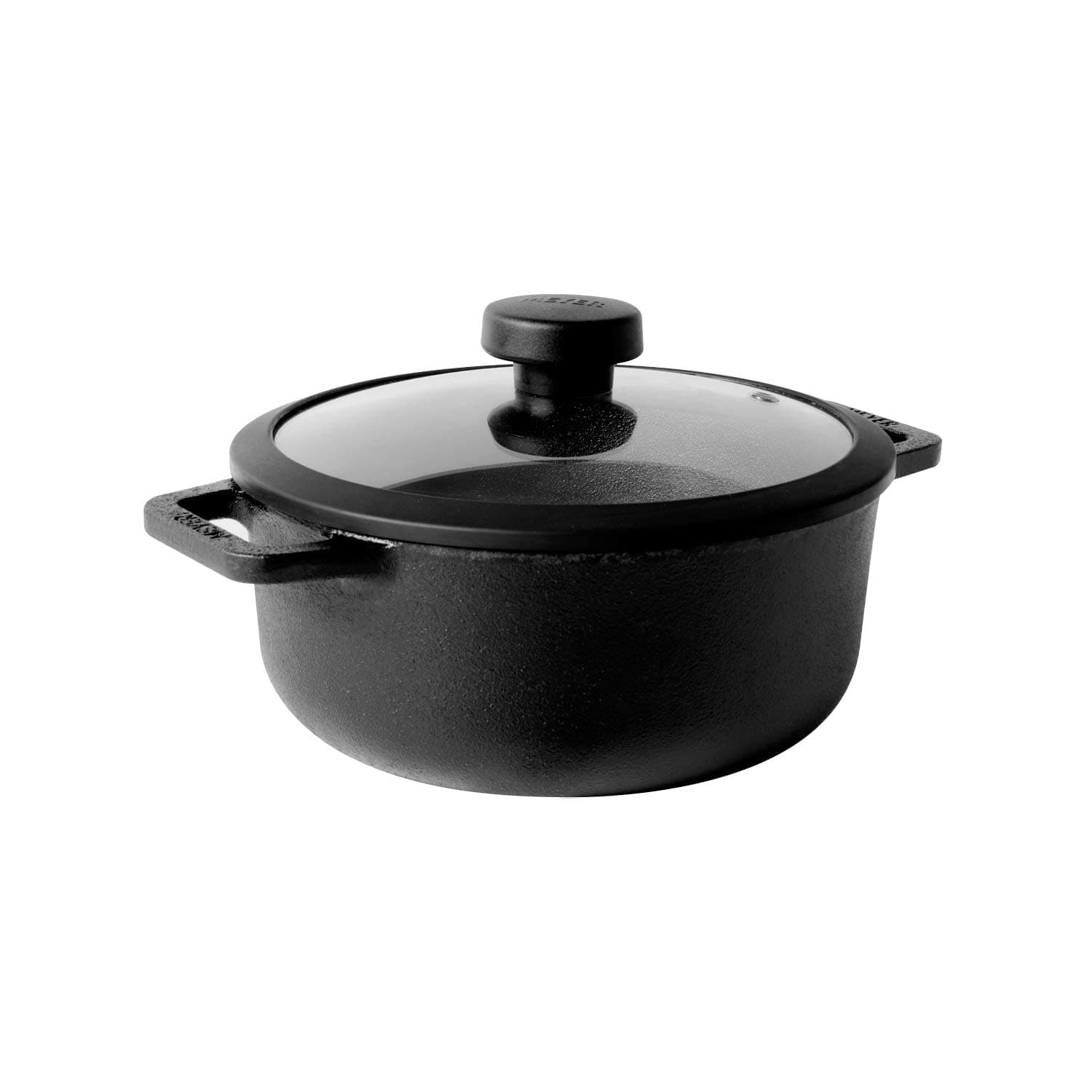 Meyer Pre-Seasoned Cast Iron Dutch Oven | Biryani Pot with Induction Bottom | Heavy Bottom Casserole & Stew Pot, 20cm/ 2.8 Litre, Black