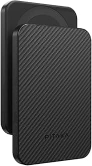 pitakaMagsafe Power Bank 5000mAh, 15W Wireless Portable Charger Fast Charging, Compatible for iPhone & Samsung Devices Aramid Fiber Magnetic Qi2 (Black/Grey)