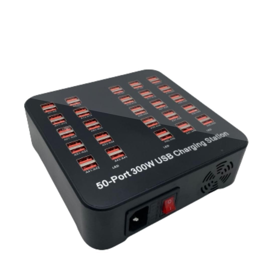 ELECTRO WOLF Smart 50 Ports USB Hub Charging Station Power Outlet Multi Port Speed Dock Charger Suitable for Hotels, Shops, Schools, Shopping Mall and Travel - Black (50 USB Port)