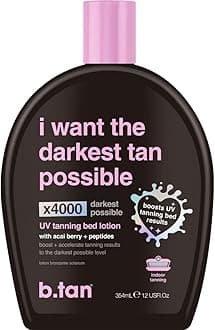 UV Tanning Bed Lotion | I Want The Darkest Tan Possible - x4000 Tan Intensifiers, Indoor & Outdoor Accelerator, Best Browning Body Tanner Extender, No Sun Protection, 12 Fl Oz