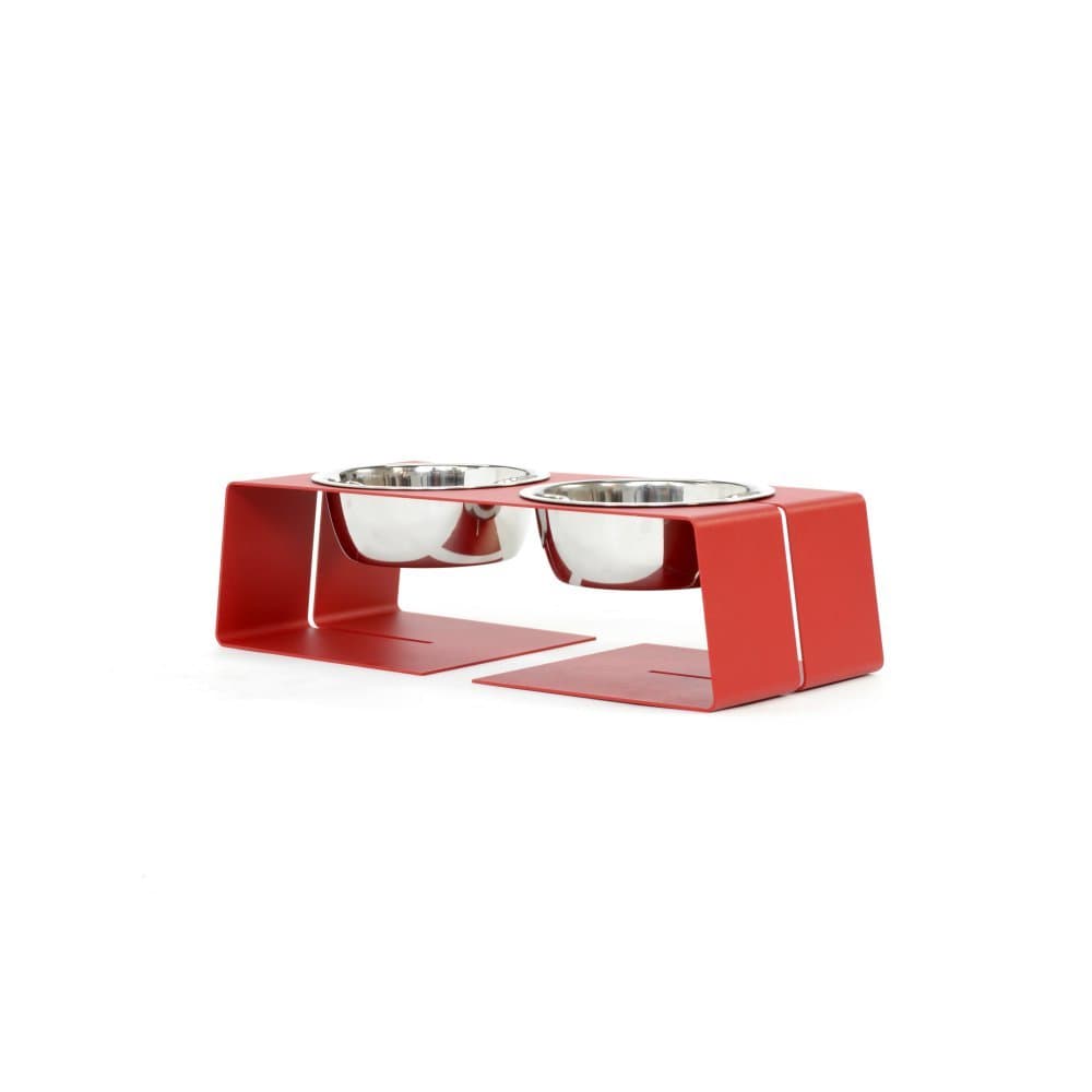 Dogleg Diner Elevated Dog Bowl- Small - Red - 3 Cup Bowl