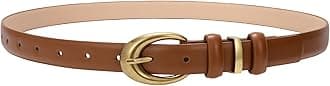 TRIWORKS Women Leather Belt for Jeans Pants Fashion Ladies Skinny Faux Leather Dress belt with Gold Buckle