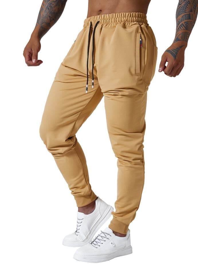 Mens Active Athletic Workout Jogger Sweatpants for Men with Zipper Pocket and Drawstring Size S-2XL