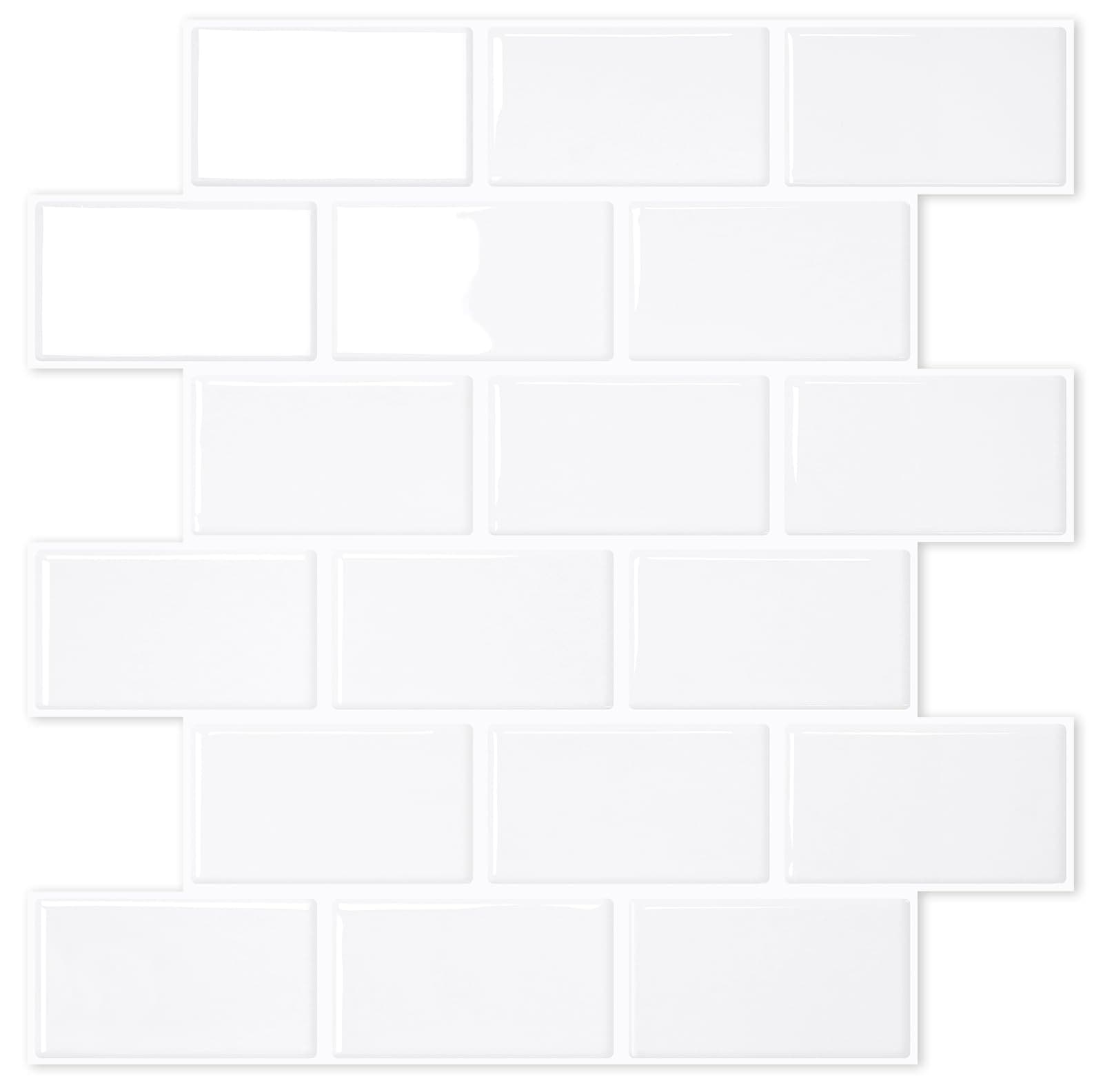 STICKGOO White Peel and Stick Subway Tile, Stick on Backsplash Tiles for Kitchen and Bathroom, Flexible Vinyl Wall Tile, Easy DIY Installation