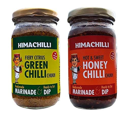 HIMACHILLI Traditional - Green Chilli Chukh and Honey Chilli Chukh - Pack of 2, (Each Bottel 200gm)