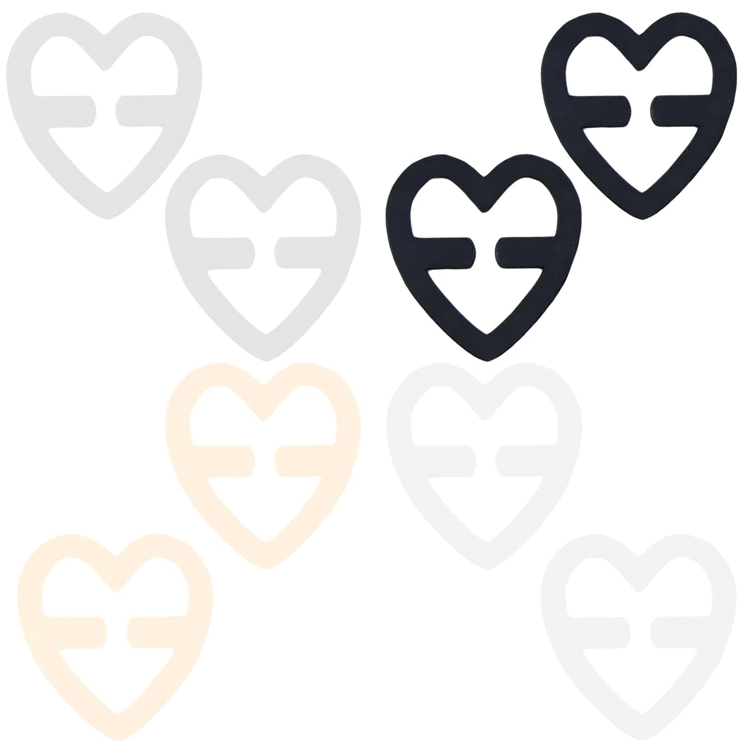 ThsindeBra Strap Clips, 8 Bra Clips Holder Women’s Black,White,Beige,Clear Bra Strap Clips for Back(Heart-shaped), 8 Pcs Heart-shaped, One size