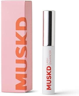 MUSKD Eyelash Growth Serum - Lash Enhancer for Longer, Thicker, Fuller Lashes & Brows - Natural, Vegan & Cruelty-Free Eyelash Serum for Lash & Brow Growth, Gentle Formula (3 ML)