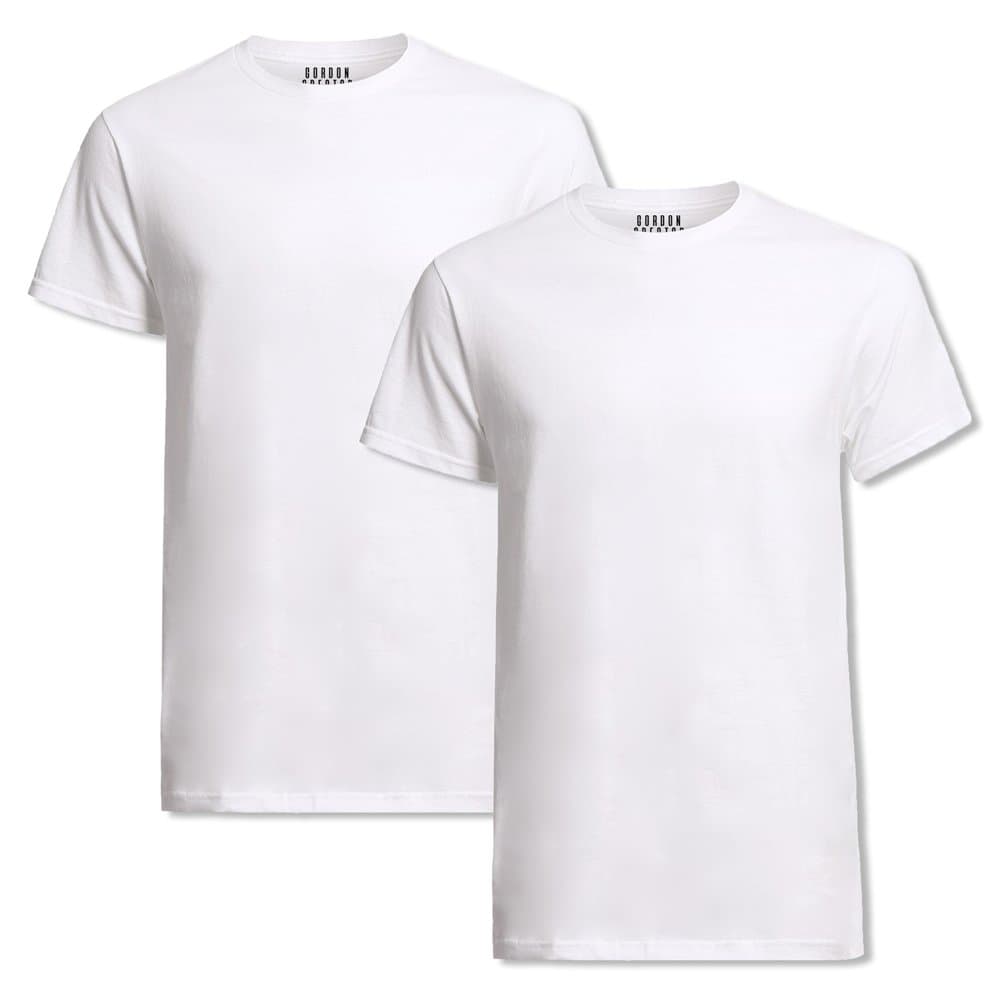 Gordon SpectorMen's 2-Pack Premium Cotton Stretch White Crew Neck T-Shirt