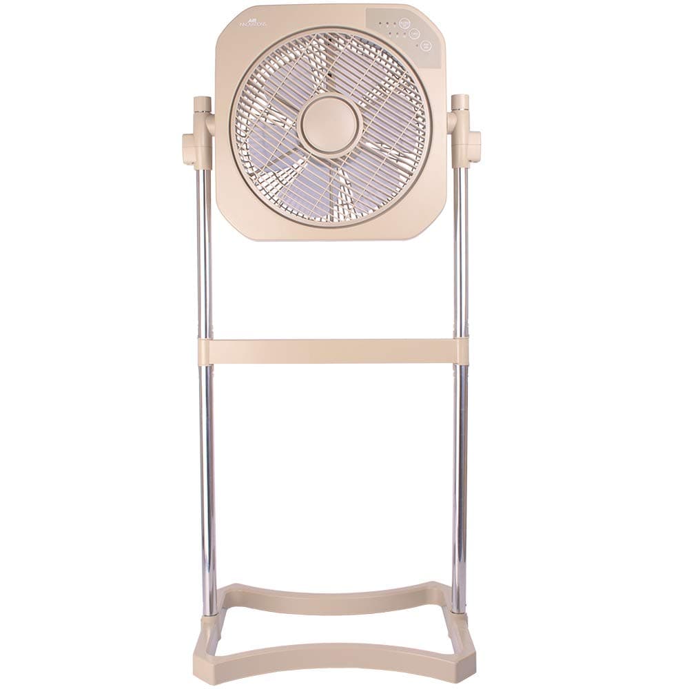 Air Innovations High Performance Silent 12” Swirl Cool 2-in-1 Fan with Cord Wrap Adjustable Height and Timer (Beige)