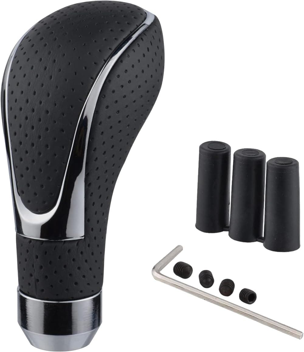 Azonee Gear Stick Knob, Black Leather Shift Handle Lever Shifter Head Transmission fit Most Automatic Manual Vehicles Trucks Cars, 1 Pcs
