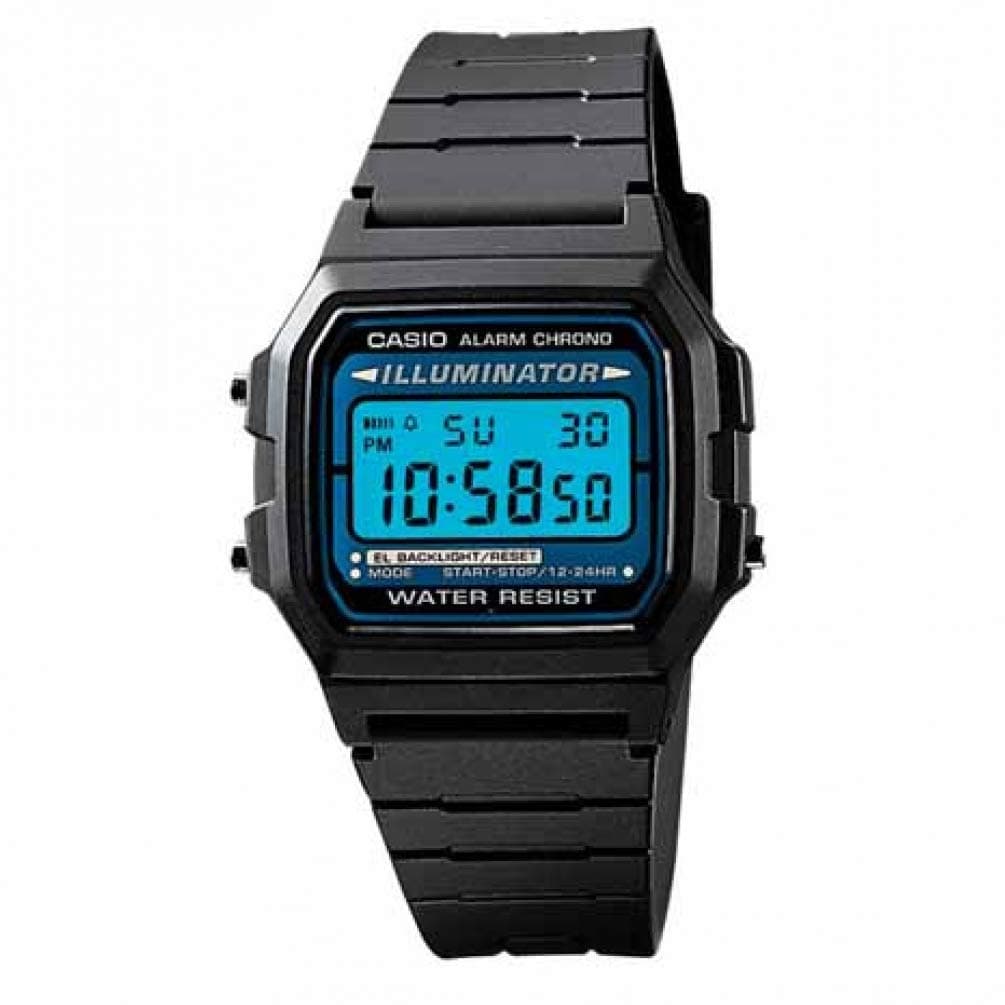 Casio F105W-1A Illuminator Watch, Black, Square Digital