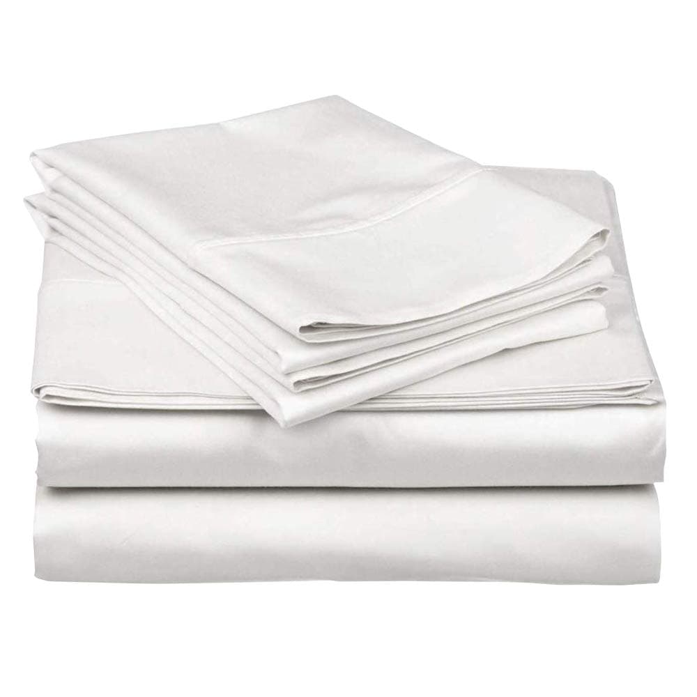 Comfort Linen Queen Size 400 Thread Count 100% Cotton Dobby Stripe Sheet Set- White